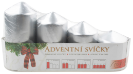 Adventní svíčky 4ks stříbrné