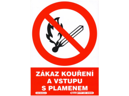 Samolepka Zákaz kouření a vstupu s plamenem A5