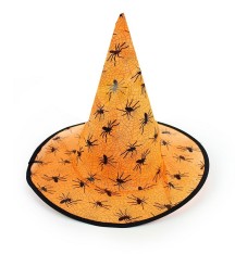 Čarodějnický klobouk s potiskem oranžový
