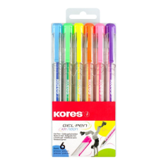 Kuličkové gelové pero Kores Pen Neon 6ks