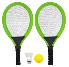 Set na plážové hry tenis/badminton 2xraketa, soft miček, badm. Košík, zelená