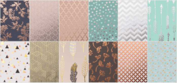 Papír na scrapbooking v bloku A4 165g/m2 12ls Hot foil