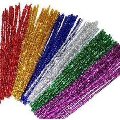 Plyšové drátky 30cm 25ks metalické