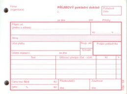 Příjmový doklad nečíslovaný 2x50 NCR tabulka/53