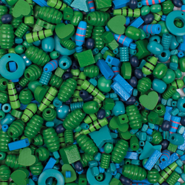 Dřevěné korálky 1000ks modro-zelené
