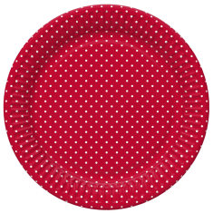 Papírový talíř červený puntík 8ks