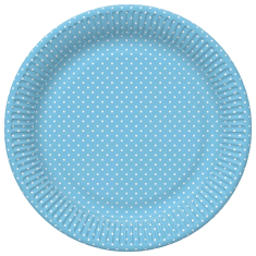 Papírový talíř modrý puntík 8ks