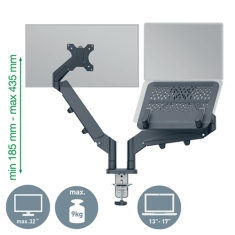 Duální prostorově úsporné rameno pro monitor a laptop Leitz Ergo