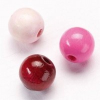 Dřevěné korálky 10mm lila-růžové