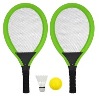 Set na plážové hry tenis/badminton 2xraketa, soft miček, badm. Košík, zelená