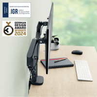 Prostorově úsporné rameno 2 monitory Leitz Ergo