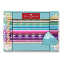 Trojhranné pastelky Faber-Castell Sparkle 20ks s ořezávátkem v plechové dóze
