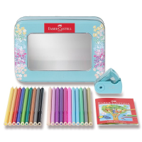 Trojhranné pastelky Faber-Castell Sparkle 20ks s ořezávátkem v plechové dóze