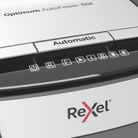 Skartovač   Rexel Optimum AutoFeed+ 50X P4 křížový řez