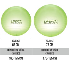 Gymnastický míč LIFEFIT® TRANSPARENT 75 cm, sv. zelený