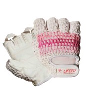 Fitness rukavice LIFEFIT® KNIT, vel. M, růžovo-bílé